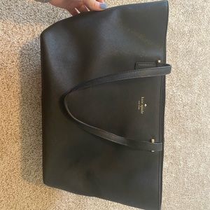 Kate Spade black leather tote with gold hardware